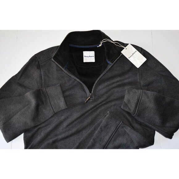 Tommy Bahama Mens Size XXL New Castle Half-Zip Pullover Sweater Coal Gray - Picture 2 of 4